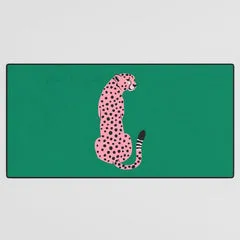 Society6 The Stare Pink Cheetah Edition tapis de bureau rose