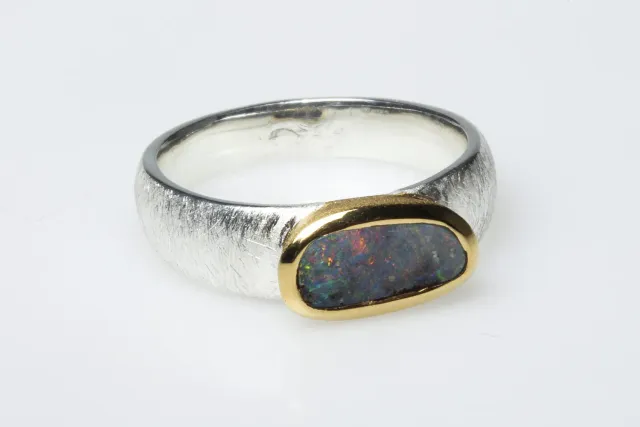 Galerie Kara bague « Paillettes » opale argent vermeil