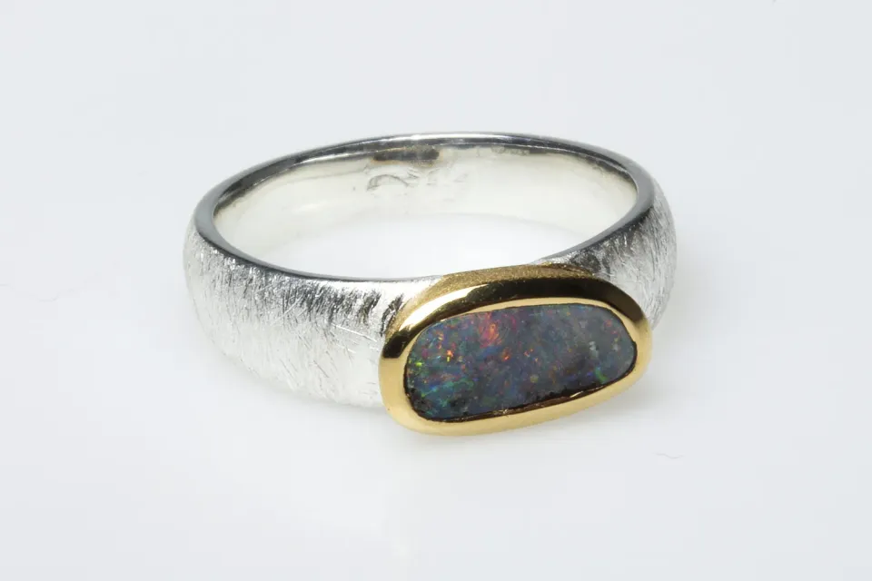 Galerie Kara Paillettes bague argent vermeil opale