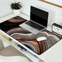 Society6 Elegant black marble with gold and copper veins tapis bureau marbre