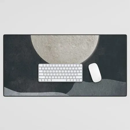 Society6 Full Moon tapis de bureau noir pleine lune