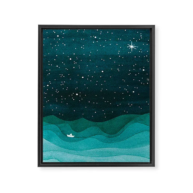 Society6 Starry Ocean toile encadrée mer nuit étoilée