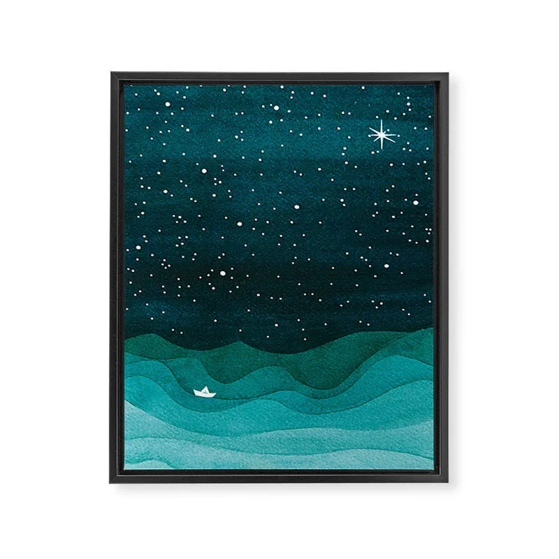 Society6 Starry Ocean toile encadrée mer nuit étoilée
