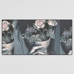 Society6 Inner Garden tapis de bureau visage fleurs