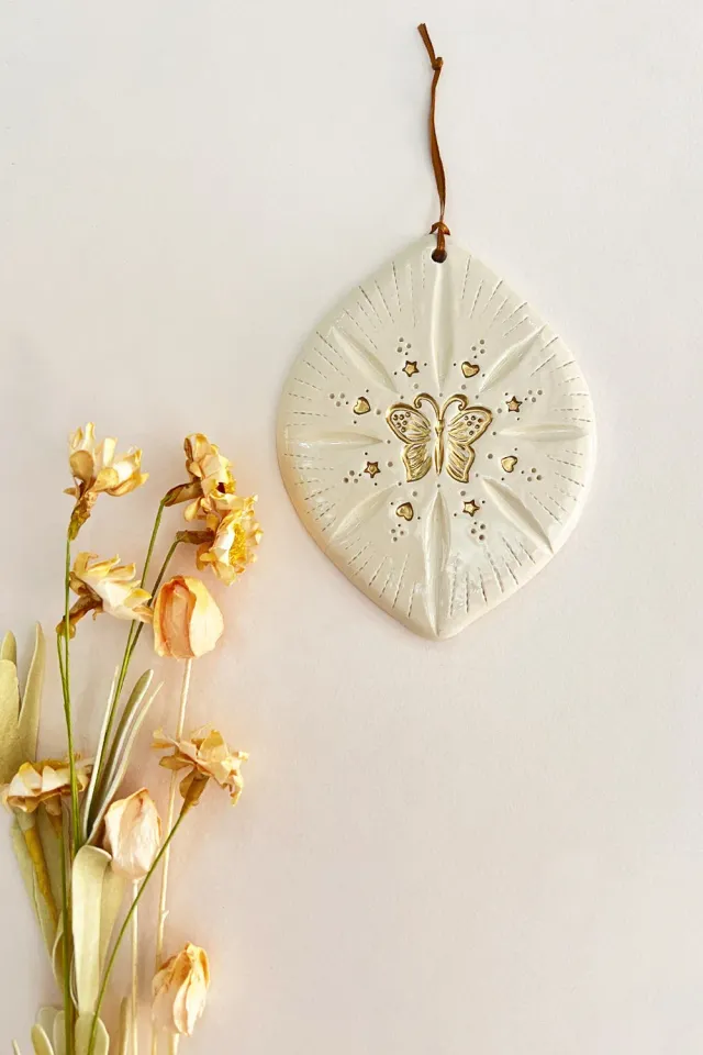 Biankaléone Talisman au Papillon d'or mural 9,5x12 cm