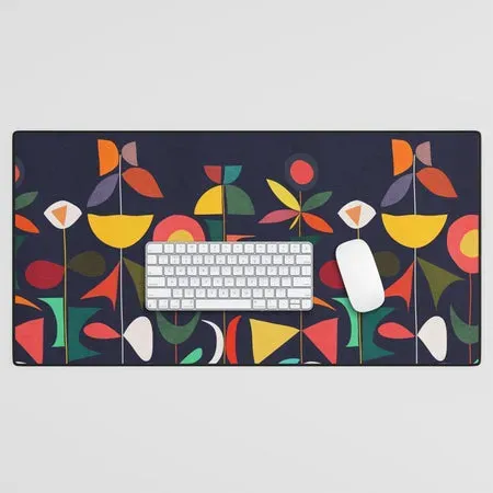 Society6 Klee's Garden tapis de bureau fleurs bleu marine