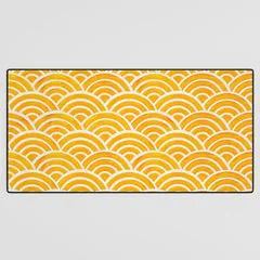 Society6 Seigaiha Marigold tapis de bureau vagues crème