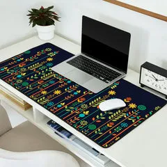 Society6 Overgrown Flowers tapis de bureau fleurs fond bleu