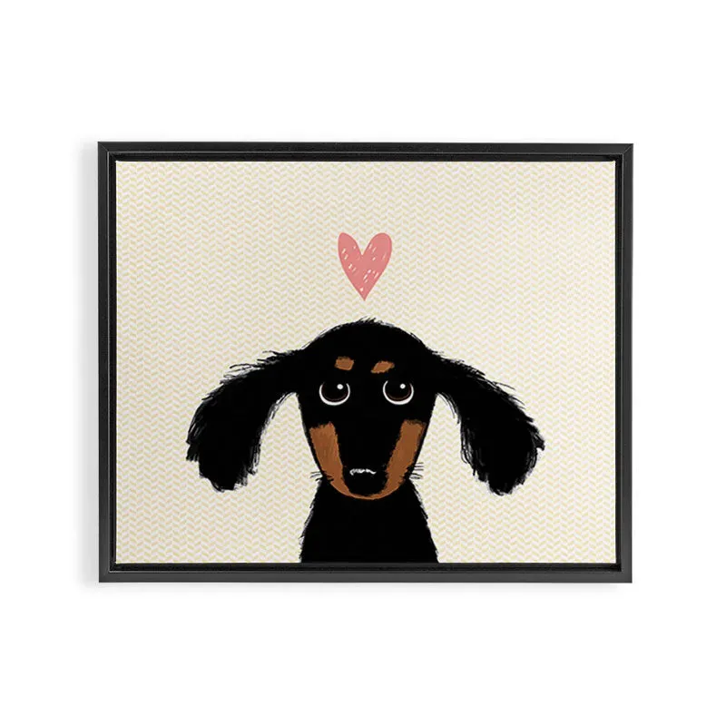 Society6 Dachshund Love toile encadrée teckel noir et feu