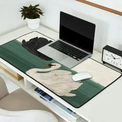 Society6 Black Swan White Swan tapis de bureau cygnes