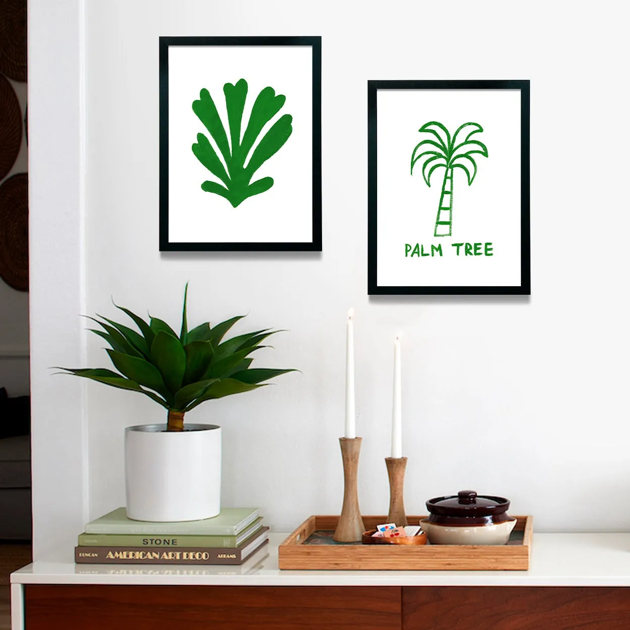 Society6 Matisse-Inspired Green Set affiche encadrée verte