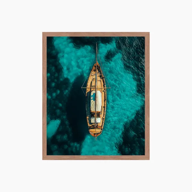 Any Image Wooden Sailing photo encadrée 50x60 marron voilier
