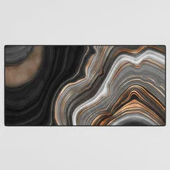 Society6 Elegant black marble with gold and copper veins tapis bureau marbre