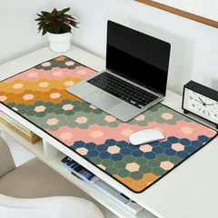 Society6 Hexagon Flowers tapis de bureau fleurs géométriques