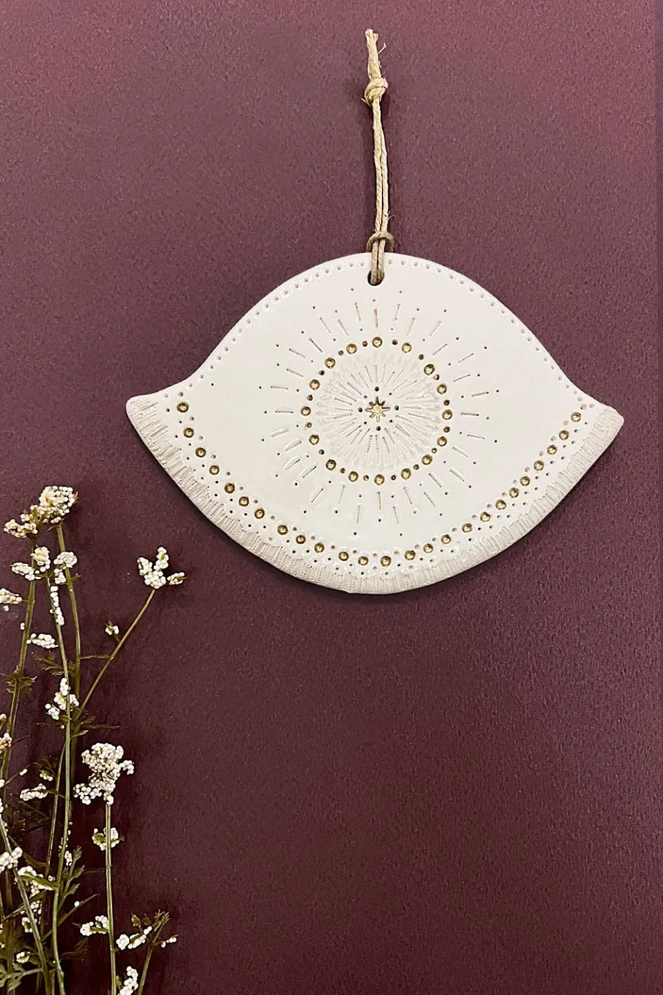 Biankaléone Oeil protecteur à points d'or décor mural 10,5x15,5 cm