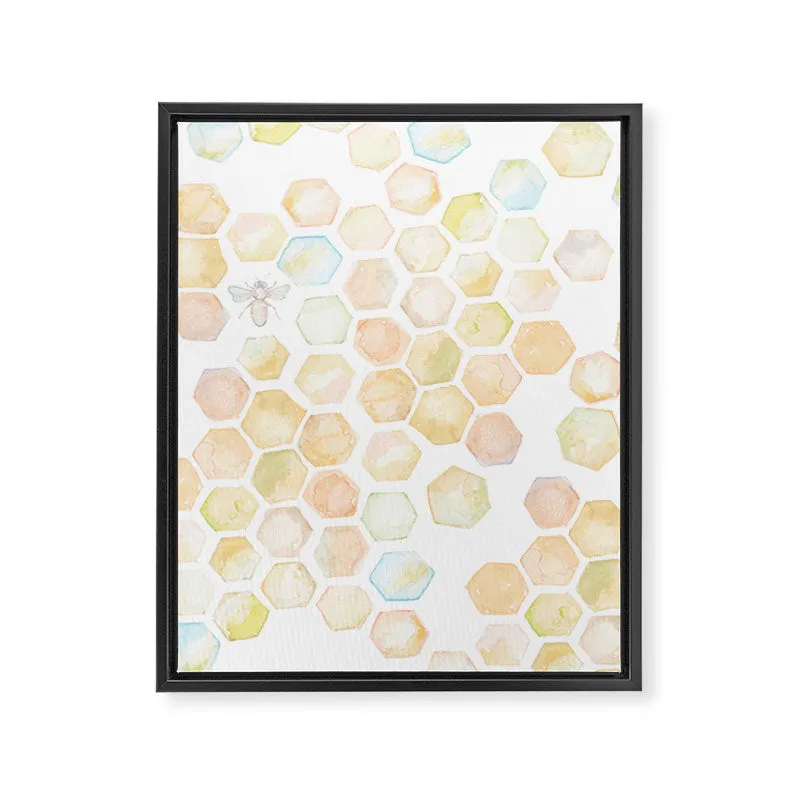 Society6 Bee and honeycomb watercolor tableau sur toile encadré