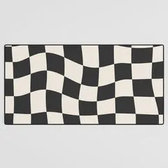 Society6 Black and White Wavy Checkered Pattern tapis damier
