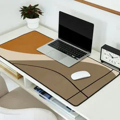 Society6 Organic Abstract Shapes 3 tapis de bureau beige ocre