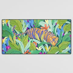 Society6 Colorful Jungle tapis de bureau tigre