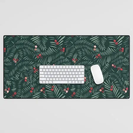 Society6 Winter Christmas Fir tapis de bureau vert sapin