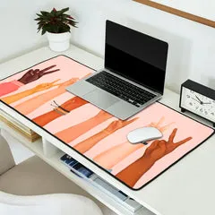 Society6 Peace tapis de bureau mains signe rose