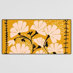 Society6 Ever Blooming Good Vibes Mustard Yellow tapis de bureau
