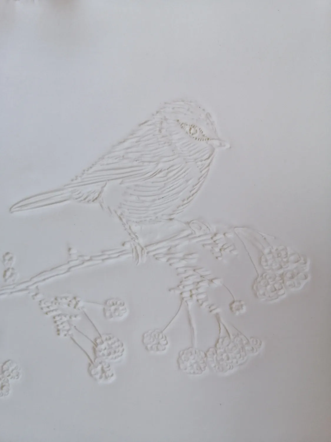 Sandrine Ramona Lithophanie Mésange porcelaine 27,5x25 cm