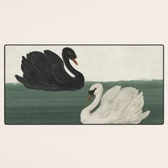 Society6 Black Swan White Swan tapis de bureau cygnes