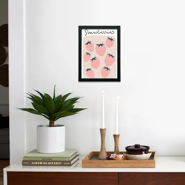 Society6 Fresas affiche encadrée fraises roses