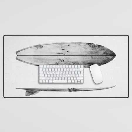 Society6 Surfboard tapis de bureau planches noir blanc