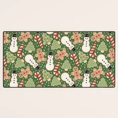 Society6 Sweet Christmas Cookies on Green tapis de bureau vert