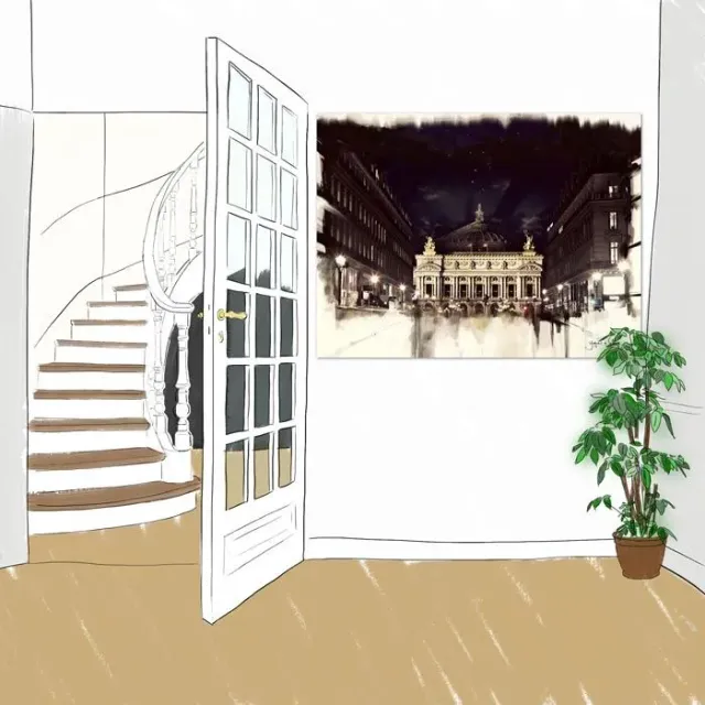 Mademoiselle Tiss Opéra tête de lit tissu panneau mural