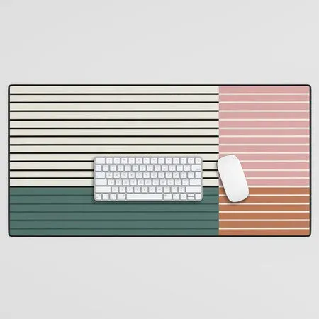 Society6 Color Block Line Abstract V Colorful Retro tapis de bureau