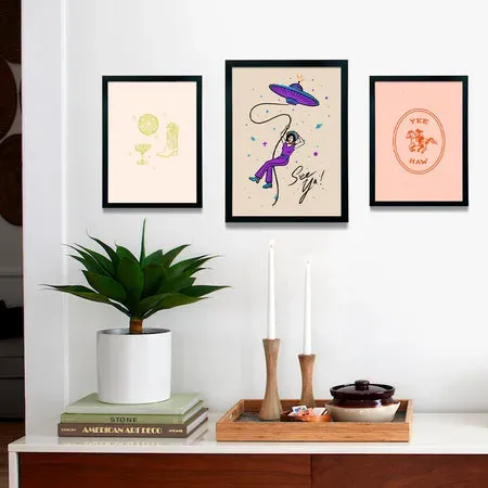 Society6 Western Set affiche encadrée lot 3 western