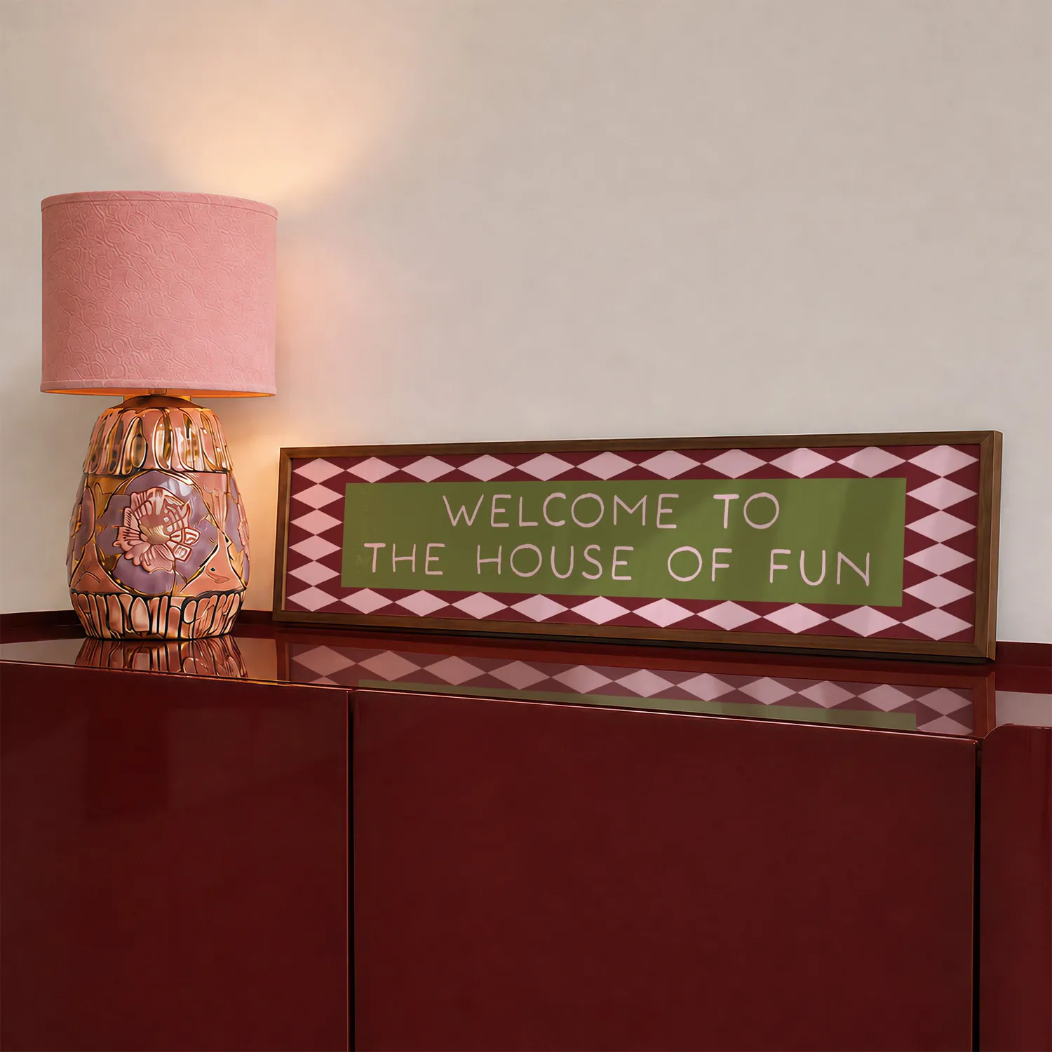 Maddison Ball Welcome To The House Of Fun tirage encadré 60x12