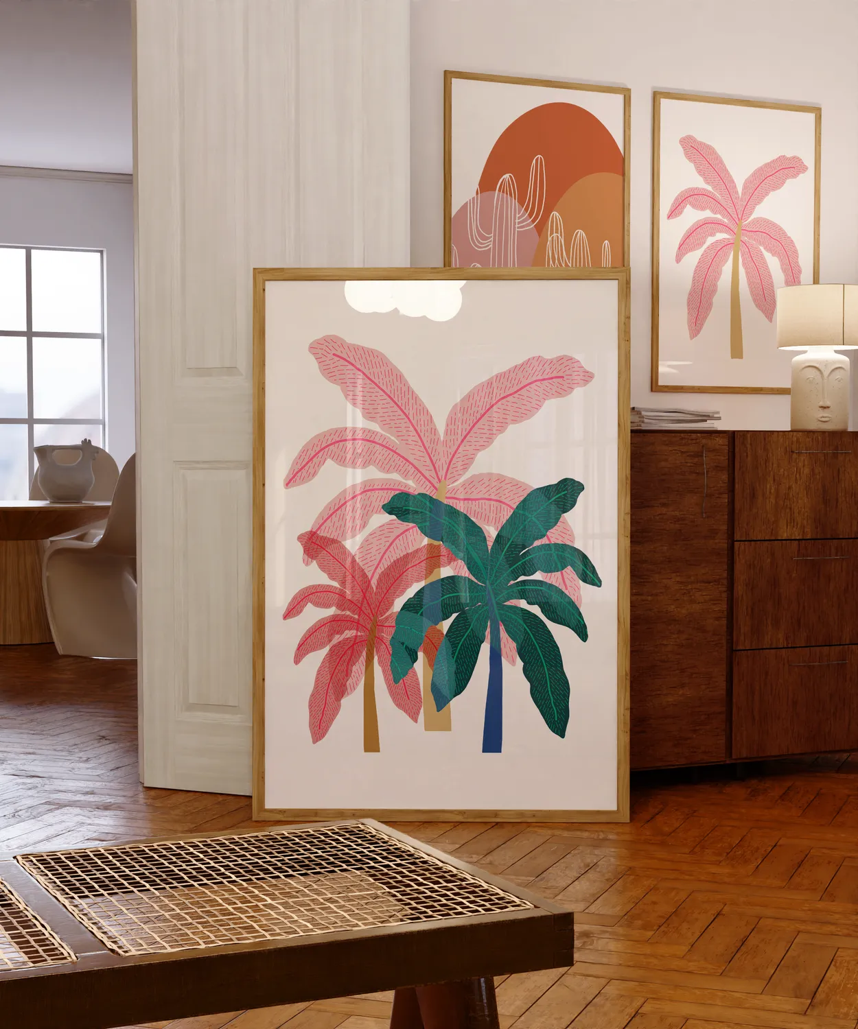 Maddison Ball A Trio of Palms Pink affiche tropicale