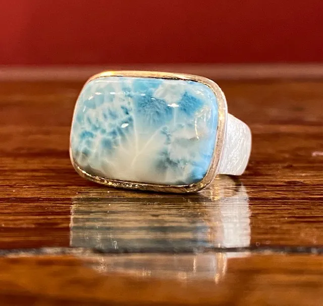 Galerie Kara bague argent brossé larimar