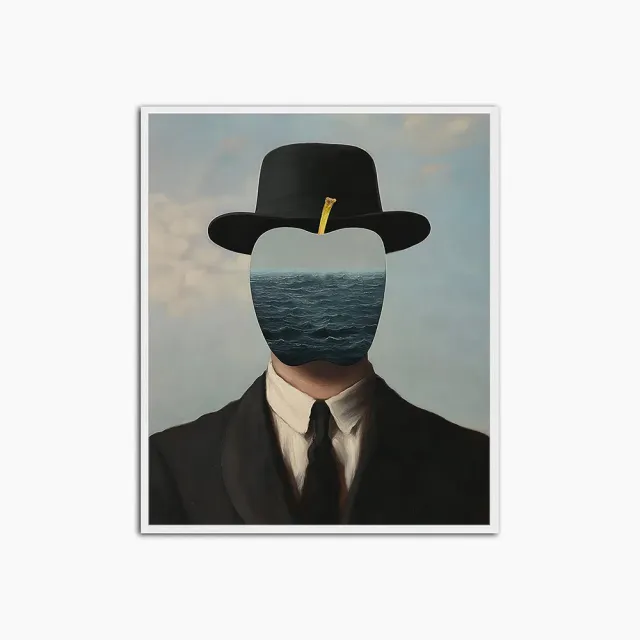 Any Image Liv Corday The Man with Hat & Apple cadre surréaliste