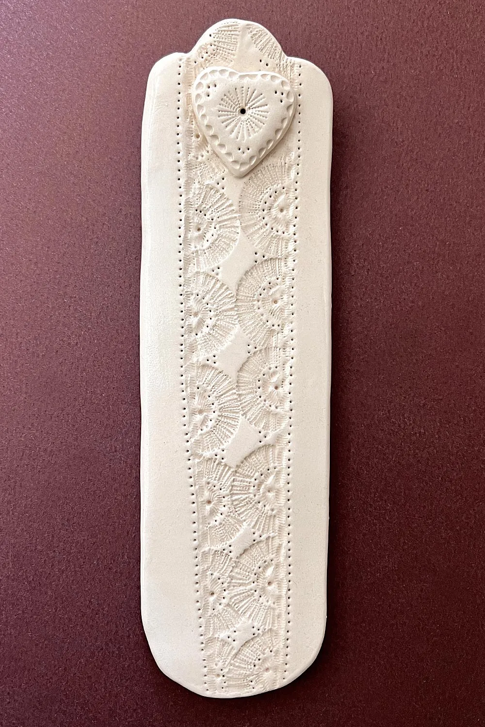 Biankaléone Cœur dentelles porte-encens 6 x 19,5 cm