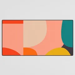 Society6 geometry shape mid century organic blush curry teal tapis de bureau