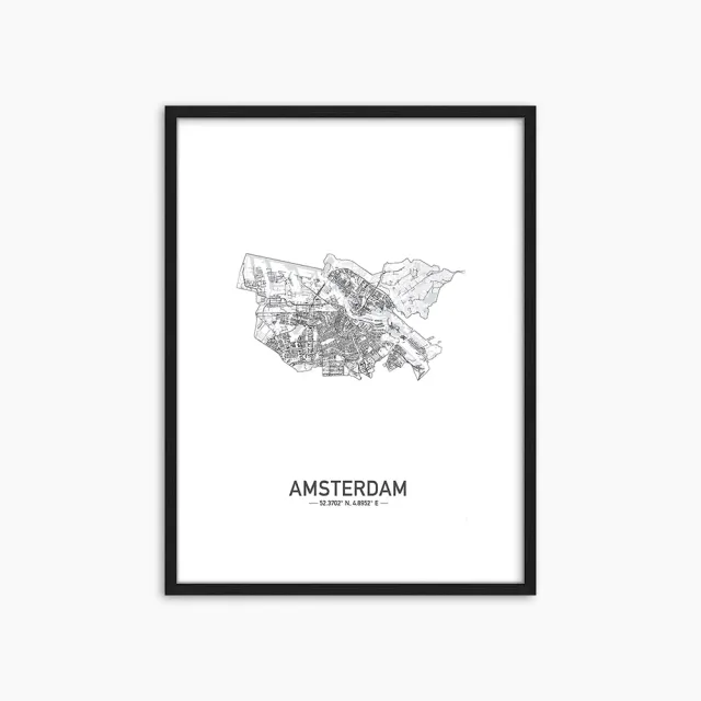 Any Image Amsterdam tableau encadré carte