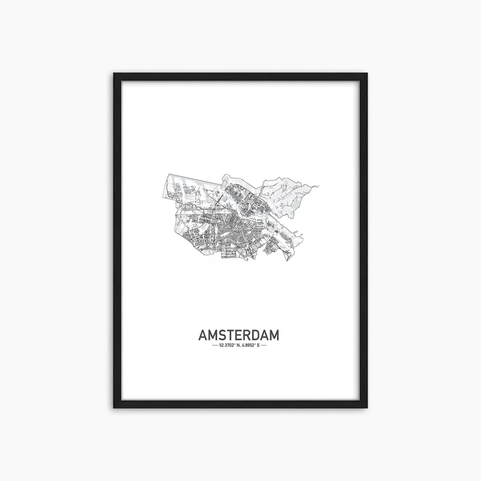 Any Image Amsterdam tableau encadré carte
