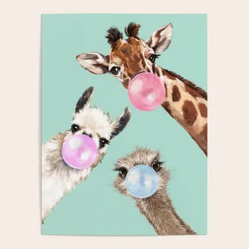 Society6 Bubble Gum Gang Green tapis de bureau animaux