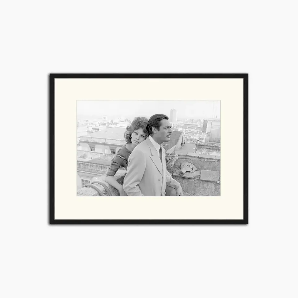 Any Image Sophia Loren and Marcello Mastroianni affiche 60x80 noir et blanc