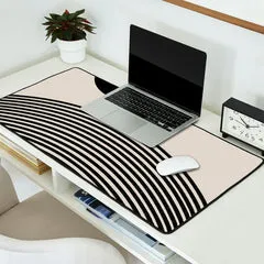 Society6 Woodblock Art Mid Century tapis de bureau soleil noir