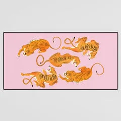 Society6 Three Fierce Tigers tapis bureau tigres