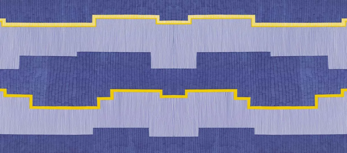 Mademoiselle Tiss Blue Yellow tête de lit tissu imprimé