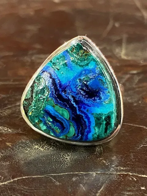 Galerie Kara bague en argent et azurite-malachite