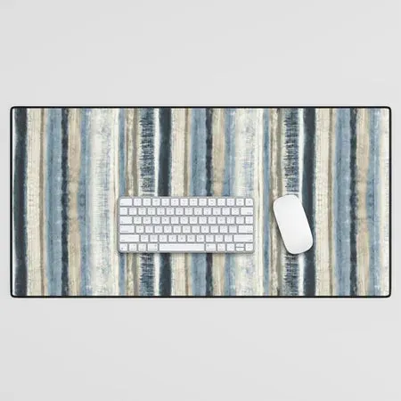 Society6 Distressed Blue White tapis de bureau rayures