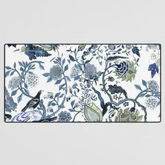 Society6 Blue vintage chinoiserie flora tapis de bureau floral